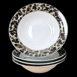 Vitromaster Jungle Animal Print Cereal Bowl 7.25" 1993 Early 90s Set of 4